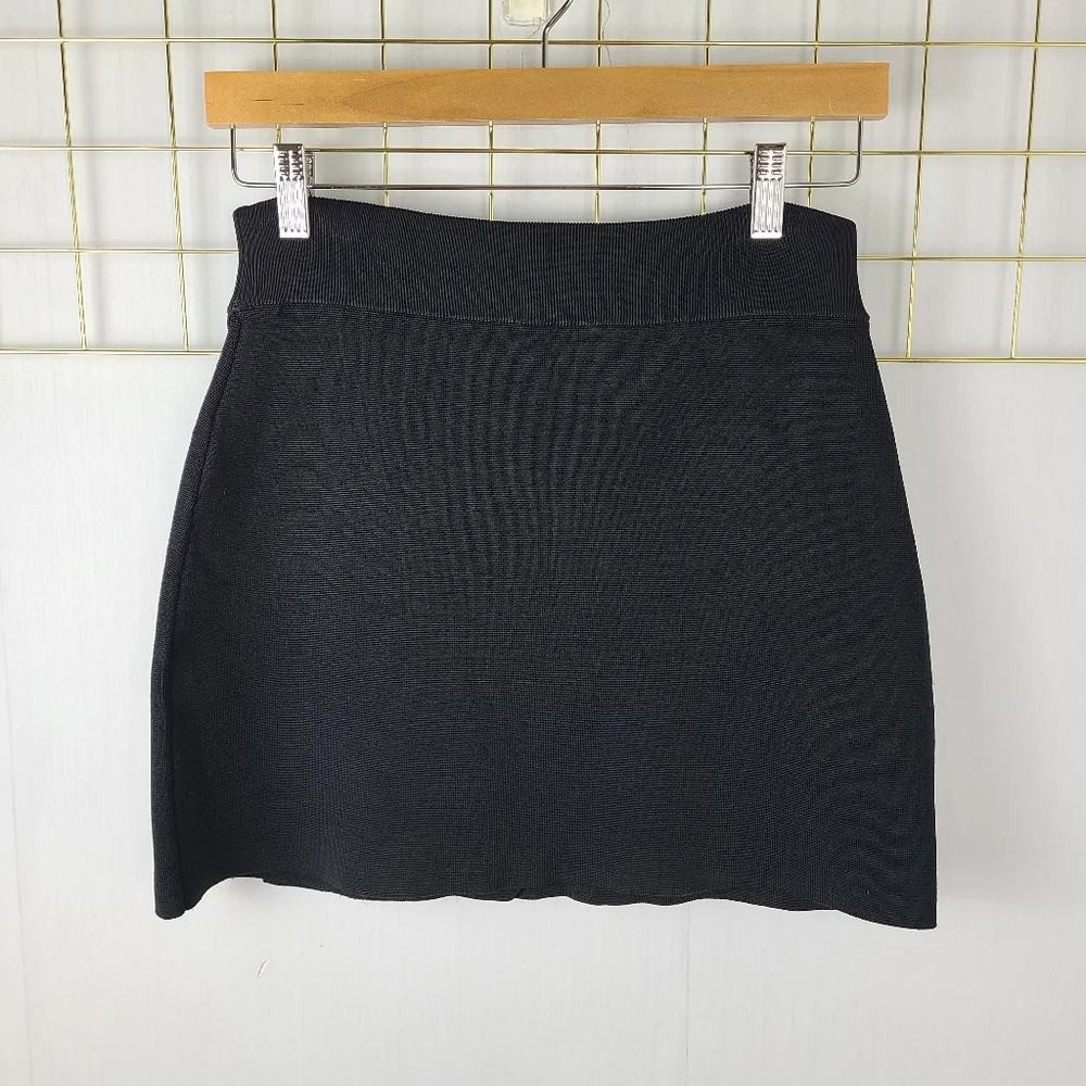 A.L.C. Pike Black Faux Wrap Stretchy Mini Skirt